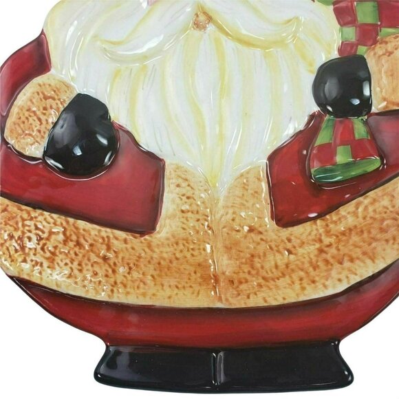 Becca Barton Santa Cookie Plate Xmas Embossed Ceramic Certified‎ International - Picture 3 of 8